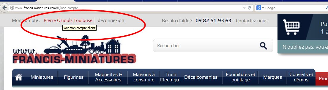 connexion mon compte francis miniatures