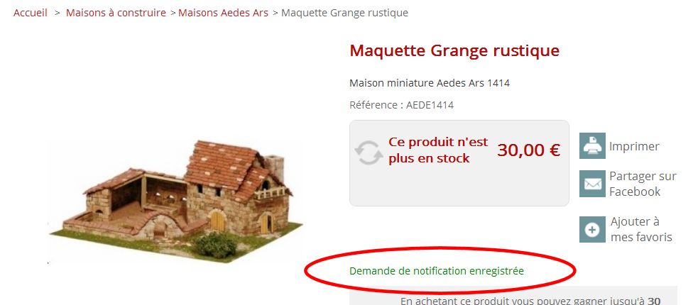 alerte produit enregistrée francis miniatures