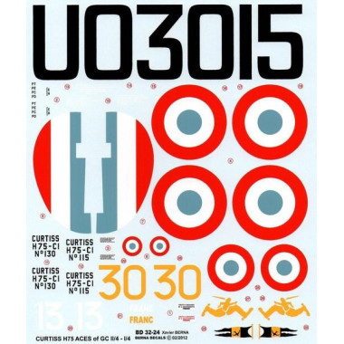 Décalques 1/32 Curtiss H-75 Aces of GC I/4 - II/4