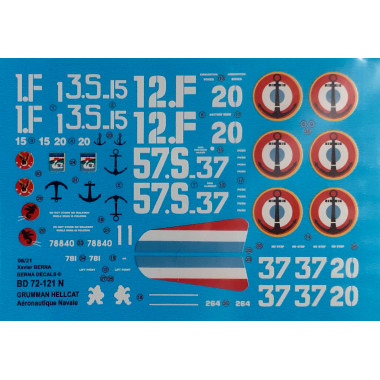 Décalques 1/72 Grumman F6F-5 Hellcat Aeronautique navale