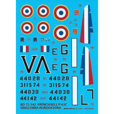 Décalques 1/72 French Bell P-63C KINGCOBRA in Indochina