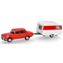 Miniature Berline Wartburg 353 `82 avec caravane Qek-Junior