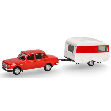 Miniature Berline Wartburg 353 `82 avec caravane Qek-Junior