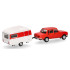 Herpa HERP028585 - Miniature Berline Wartburg 353 `82 avec caravane Qek-Junior