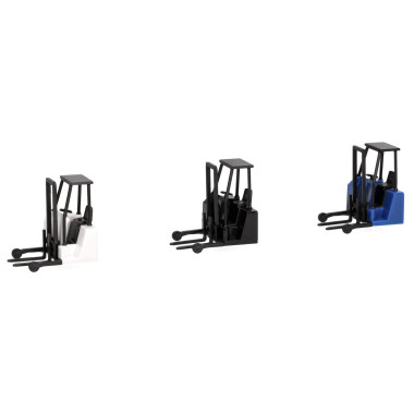 Miniature Chariot élévateur embarqué blanc, bleu et noir
