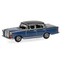 Miniature Mercedes Benz 200 bleu noir, avec aileron arrière