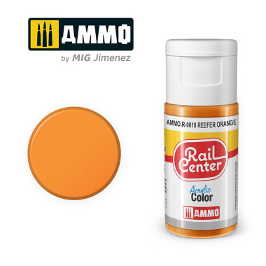 AMMO R-0010 - Orange pour Wagon Réfrigéré, Peinture acrylique Rail Center, 15 ml AMMO R-0010 - Orange pour Wagon Réfrigéré, Peinture acrylique Rail Center, 15 ml