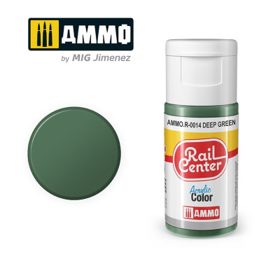 AMMO R-0014 - Vert Foncé, Peinture acrylique Rail Center, 15 ml AMMO R-0014 - Vert Foncé, Peinture acrylique Rail Center, 15 ml