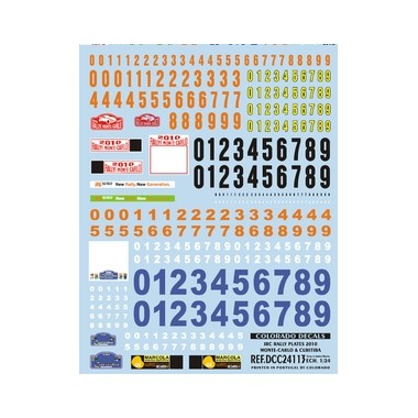 Décalques Plaques et numeros Rallye Monte Carlo et Curitiba 2010