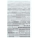 Décalques Chiffres et lettres noirs type code Raf (1,2,3,4 & 6mm) 