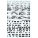 Décalques Chiffres et lettres noirs type code 45 (1,2,3,4 & 6mm)