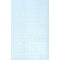 Décalques Chiffres et lettres blancs type code 45 (1,2,3,4 & 6mm) 