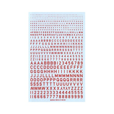 Décalques Chiffres et lettres rouges type code Raf (1,2,3,4 & 6mm)
