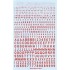 Décalques Chiffres et lettres rouges type code Raf (1,2,3,4 & 6mm)