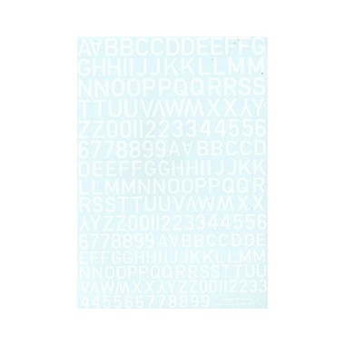 Décalques Chiffres et lettres blancs type code Raf (10, 12 & 14mm) 