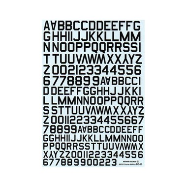Décalques Chiffres et lettres noirs type code 45 (10, 12 & 14mm)  
