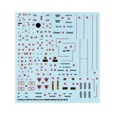 Décalques Stencils & marquages Mirage 2000 B, C, D, N 