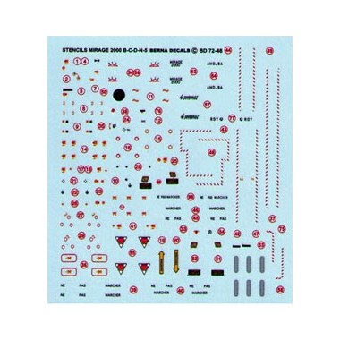Décalques Stencils & marquages Mirage 2000 B, C, D, N 
