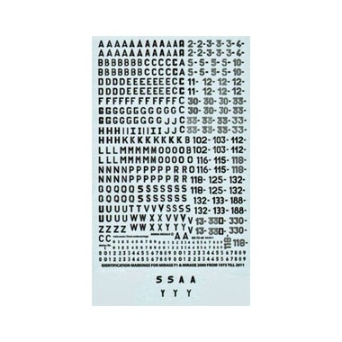 Décalques Immatriculations Françaises pour Mirage F1 et 2000, 1973-2011 Décalques Immatriculations Françaises pour Mirage F1 et 2000, 1973-2011