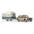 Miniature Peugeot 504 beige métallisé avec caravane Eriba "Peugeot"