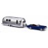 Miniature Ford Mustang cabriolet bleu avec caravane