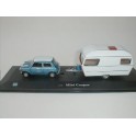 Miniature Austin Mini + Caravane Bleu/Blanc