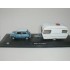Miniature Austin Mini + Caravane Bleu/Blanc