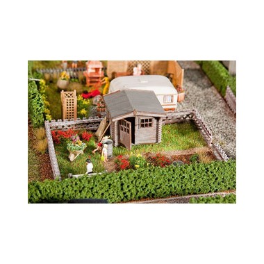 Maquette Jardin d'ouvrier avec petite maison de jardin, Epoque 3