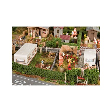 Maquette Jardins d'ouvrier avec caravane, Epoque 3