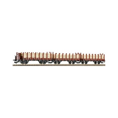 Coffret de 3 wagons porte-grumes prussiens, type R 02, Epoque 1