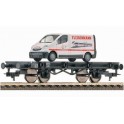 Wagon plat type Xf 19 avec véhicule FLeischmann de la DB AG, Epoque 6