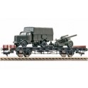 Wagon plat type de construction S 14 chargé de Minitank DRG, Epoque 2