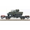 Wagon plat type de construction S 14 chargé de Minitank DRG, Epoque 2