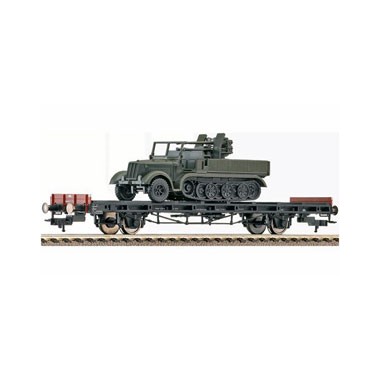Wagon plat type de construction S 14 chargé de Minitank DRG, Epoque 2