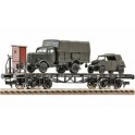 Wagon plat type de construction SSk 07 chargé de Minitank DRG, Epoque 2
