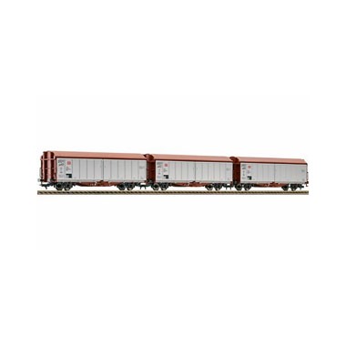 Coffret de 3 wagons à parois coulissantes type Hbillns, DB AG, Epoque 6