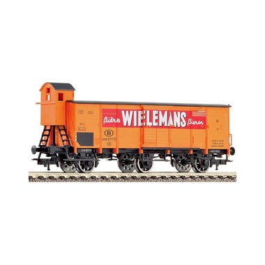 Wagon de bière Wielemans 3 essieux et guérite de frein SNCB, Epoque 3