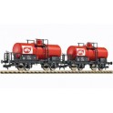 Coffret de 2 wagons-citernes avec plate-forme de frein "dfo" DSB, Epoque 3 