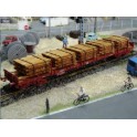 Wagon plate-forme + chargement bois SNCF Epoque 5