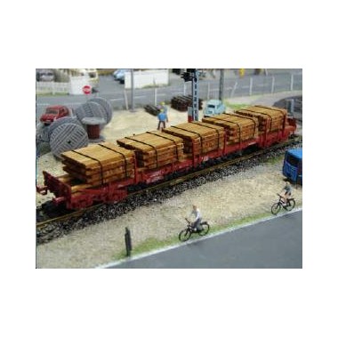 Wagon plate-forme + chargement bois SNCF Epoque 5