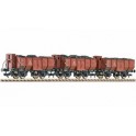 Coffret de 3 wagons tomberau type Om "Ludwigshafen" de la DB, Epoque 3