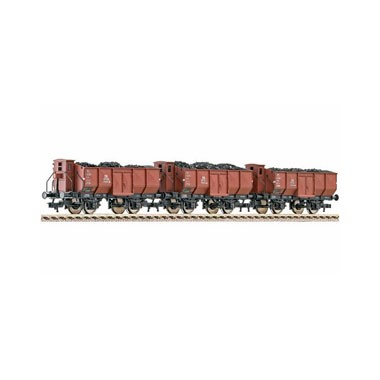 Coffret de 3 wagons tomberau type Om "Ludwigshafen" de la DB, Epoque 3
