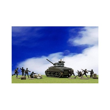 Miniature M4A1 Sherman U.S. & soldats Normandie 1944