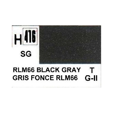 Gunze H416 Gris Noir RLM66 Satiné peinture acrylique 10 ml