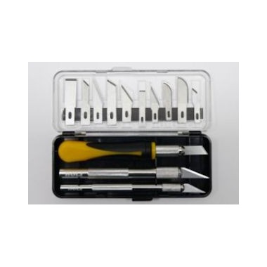 Boite de 3 cutters alu + assortiment 10 lames chirurgicales