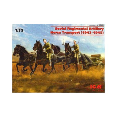 Maquette Train d'artillerie regimental sovietique (4 chevaux et caisson)
