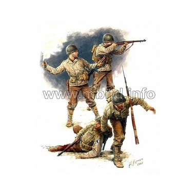 Figurines maquettes Infanterie U.S., 2ème GM Normandie Juillet 44