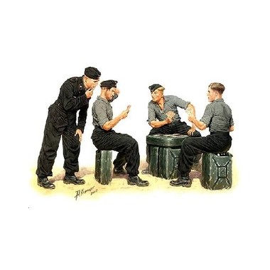 Figurines maquette Tankistes allemands joueurs de cartes, 2ème GM