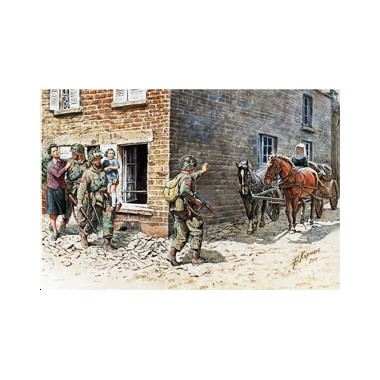 Figurines maquettes Sauvetage des civils, 2ème GM Normandie 1944