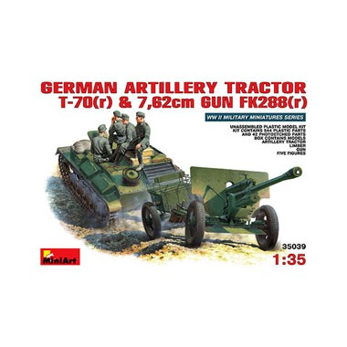 Maquette Canon allemand FK288(r) avec tracteur T-70(r) et équipage, 2ème GM